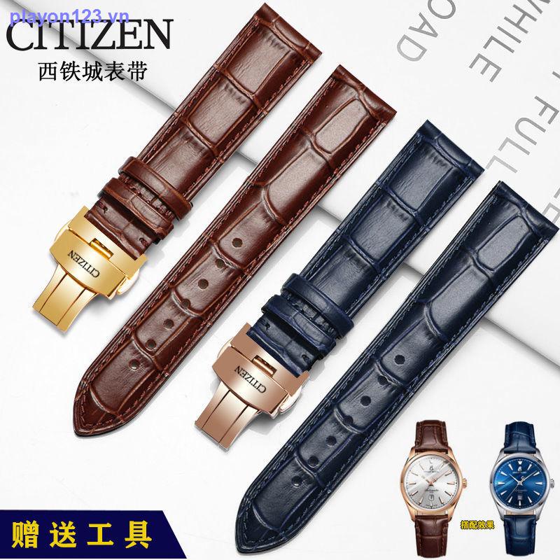 Dây Đồng Hồ Bằng Da Bò Thật Khóa Cài Hình Bướm 19 20 22 23mm