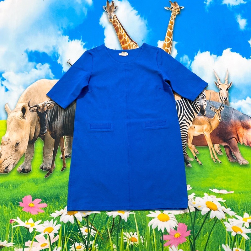 Size M đầm thun Umi xanh biển đậm tay ngắn | BigBuy360 - bigbuy360.vn