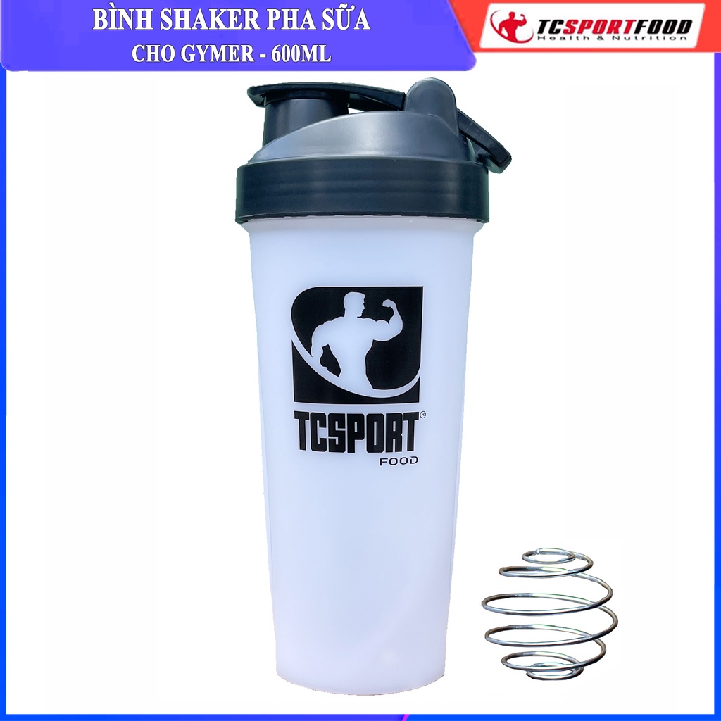 Bình nước thể thao Shaker 600 ml - Bình lắc Shaker pha sữa cho người tập GYM (Nhiều màu sắc đa dạng)