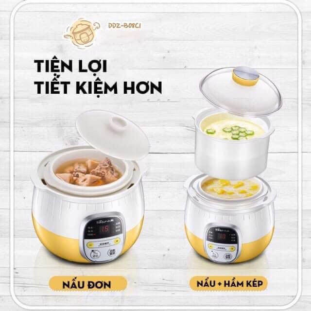 Nồi nấu cháo chậm 0,8L cho bé ăn dặm, hầm cháo, chưng yến, ninh thức ăn