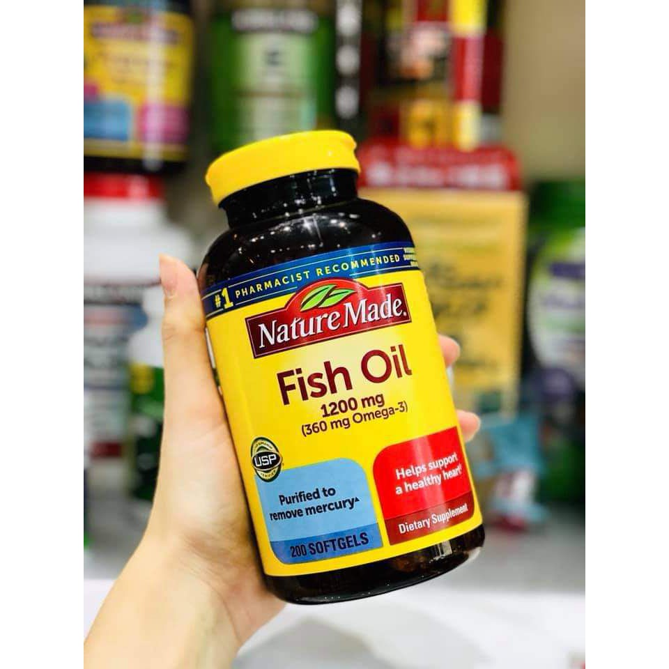 Nature Made Fish oil 1200mg hộp 200 viên Dâu Cá Omega 3