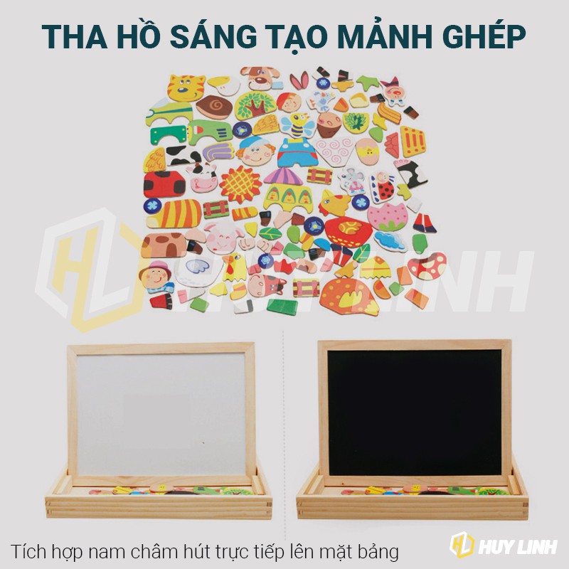 Bộ trò chơi ghép hình nam châm bằng gỗ HL302 - Đồ chơi phát triển trí tuệ Wooden Magnetic Puzzle Toys Children