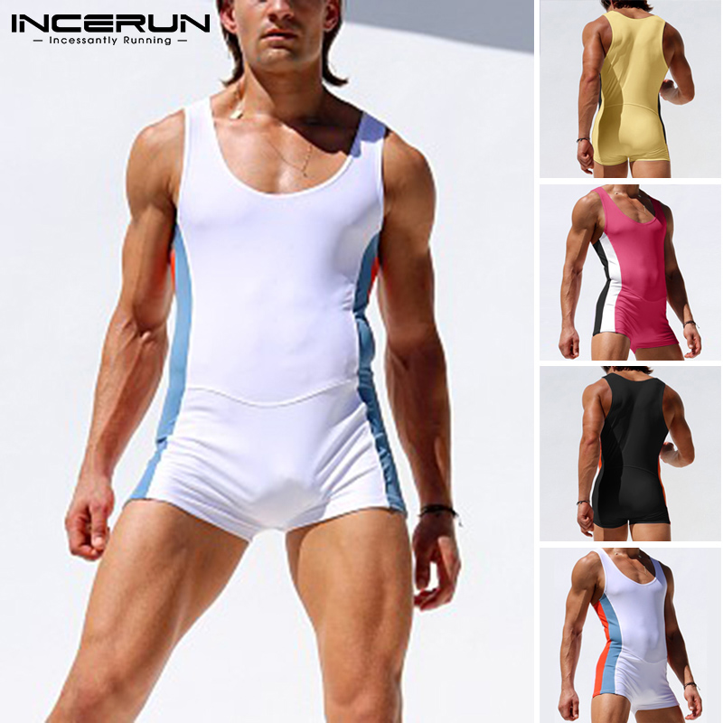 Bộ đồ lót INCERUN áo liền quần không tay ôm dáng một mảnh dành cho nam