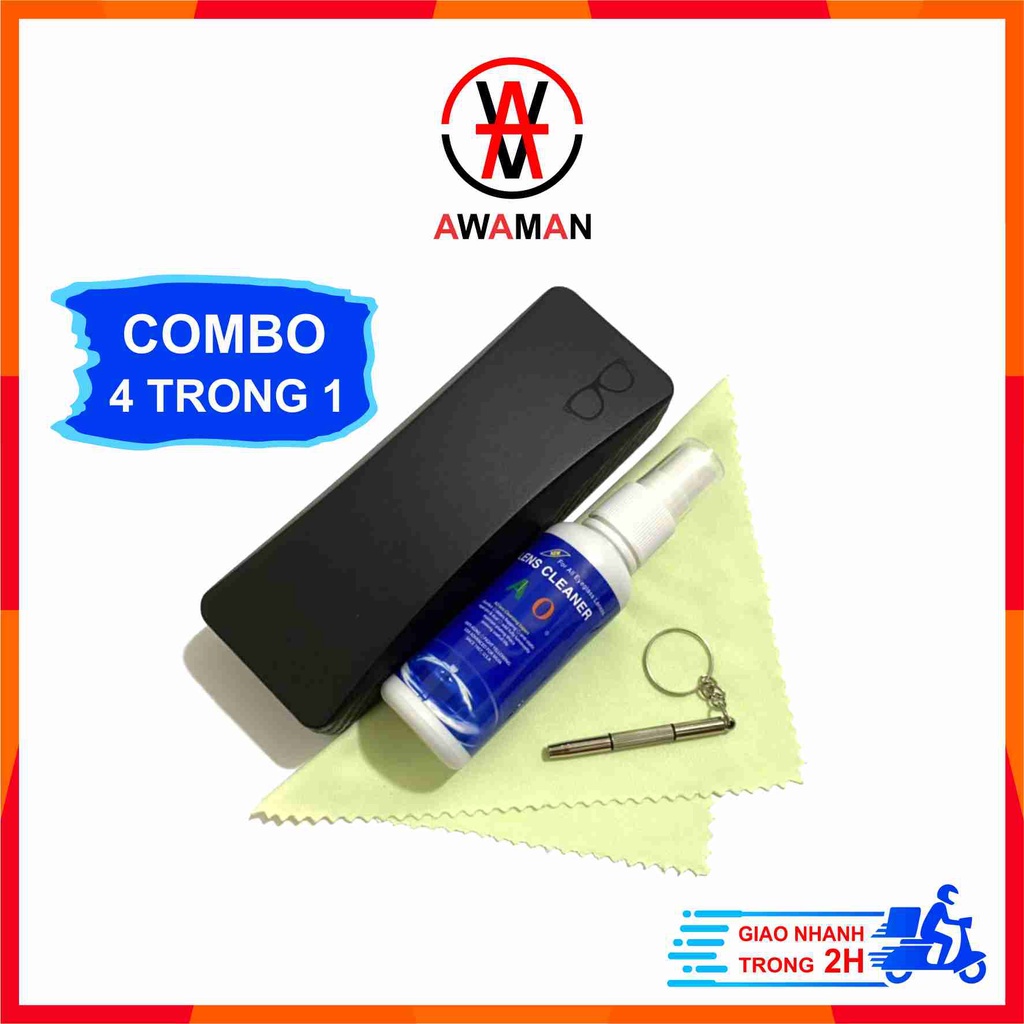 Combo 4 Trong 1 ( Nước Rửa Kính, Khăn Lau Kính, Hộp Đựng Kính, Vít Vặn Kính)