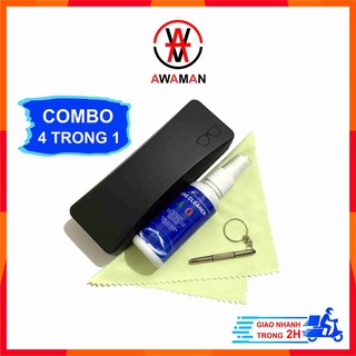 Combo 4 trong 1 ( nước rửa kính, khăn lau kính, hộp đựng kính, vít vặn kính)