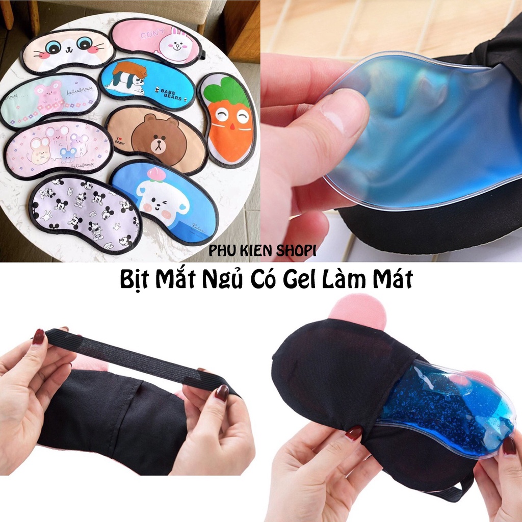 Bịt mắt ngủ 3D có túi gel làm mát hình ảnh hoạt hình dễ thương , bịt mắt nước
