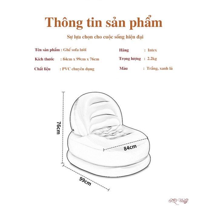 Ghế lười bơm hơi chính hãng sang trọng, êm ái  - Kèm bơm điện 2 chiều hoặc bơm tay di động