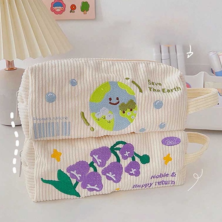 Túi Đựng Bút Chì Sức Chứa Lớn Họa Tiết Hoạt Hình Dễ Thương