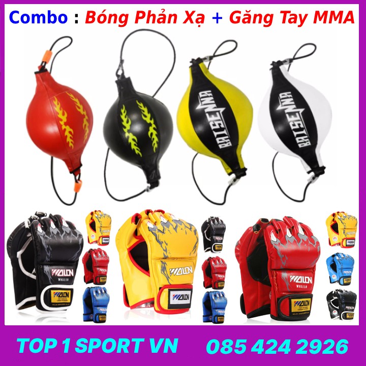 Bóng đấm phản xạ boxing 2 dây Wubotiyu-baisenna cao cấp tặng găng tay mma walon chính hãng, bảo hành bóng 6 tháng