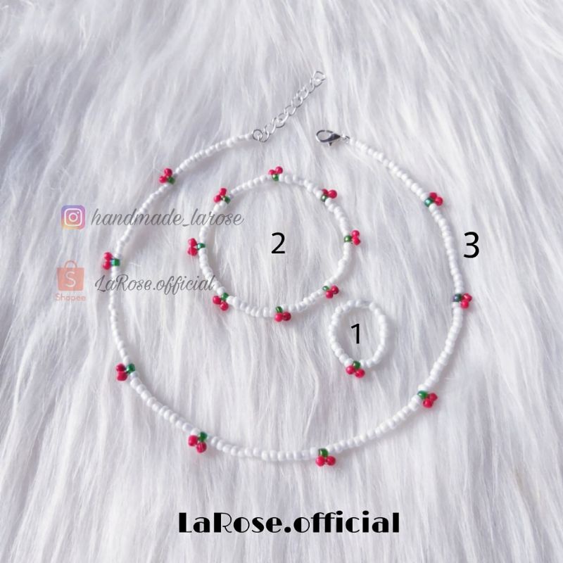 Set vòng + nhẫn cherry trắng larose.official