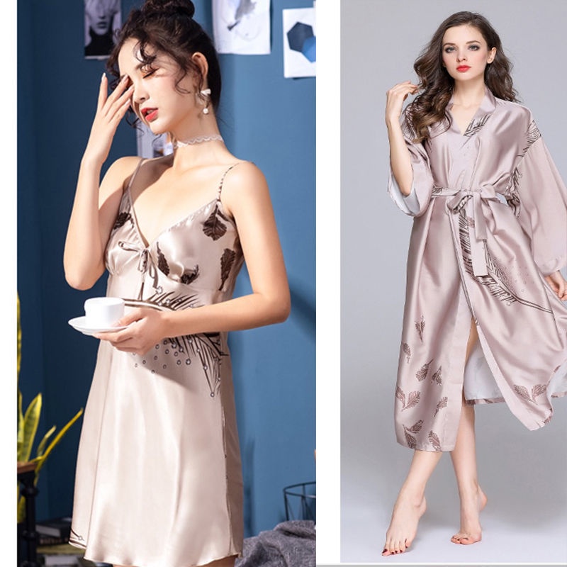 2021Áo choàng ngủ chất lụa dáng dài thời trang xuân thu quyến rũ cho nữ | BigBuy360 - bigbuy360.vn