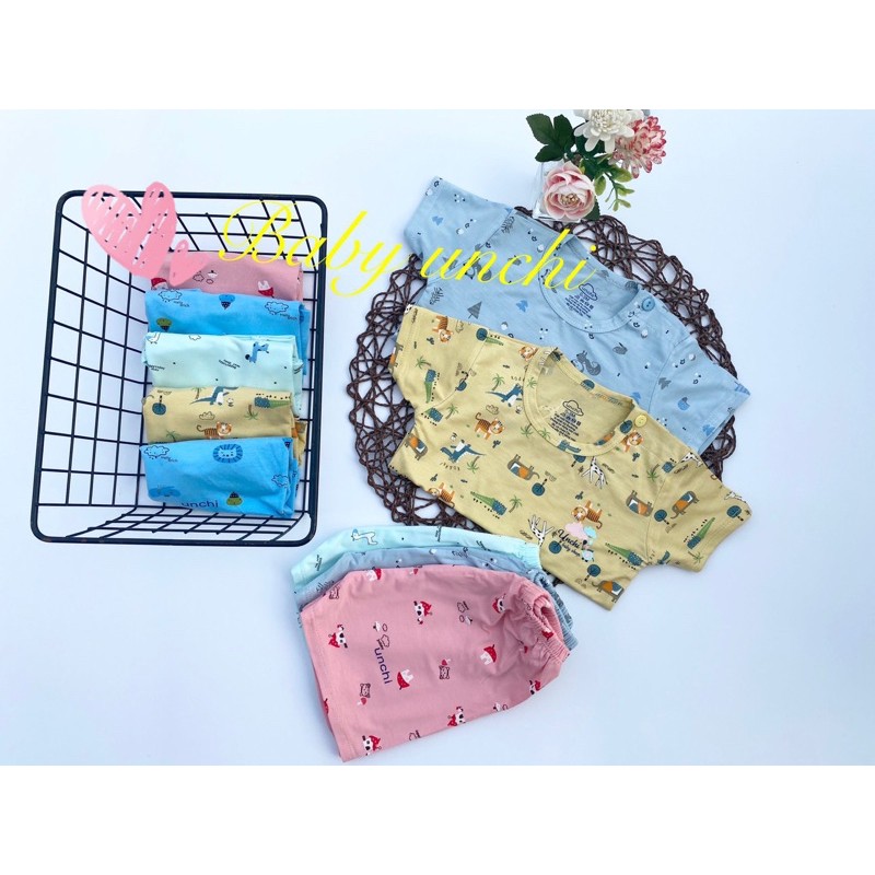 Bộ cộc tay Unchi peptit họa tiết 6-16kg