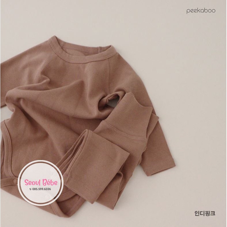 Bộ bodysuit basic cho bé đủ size bst Peekaboo made in Korea