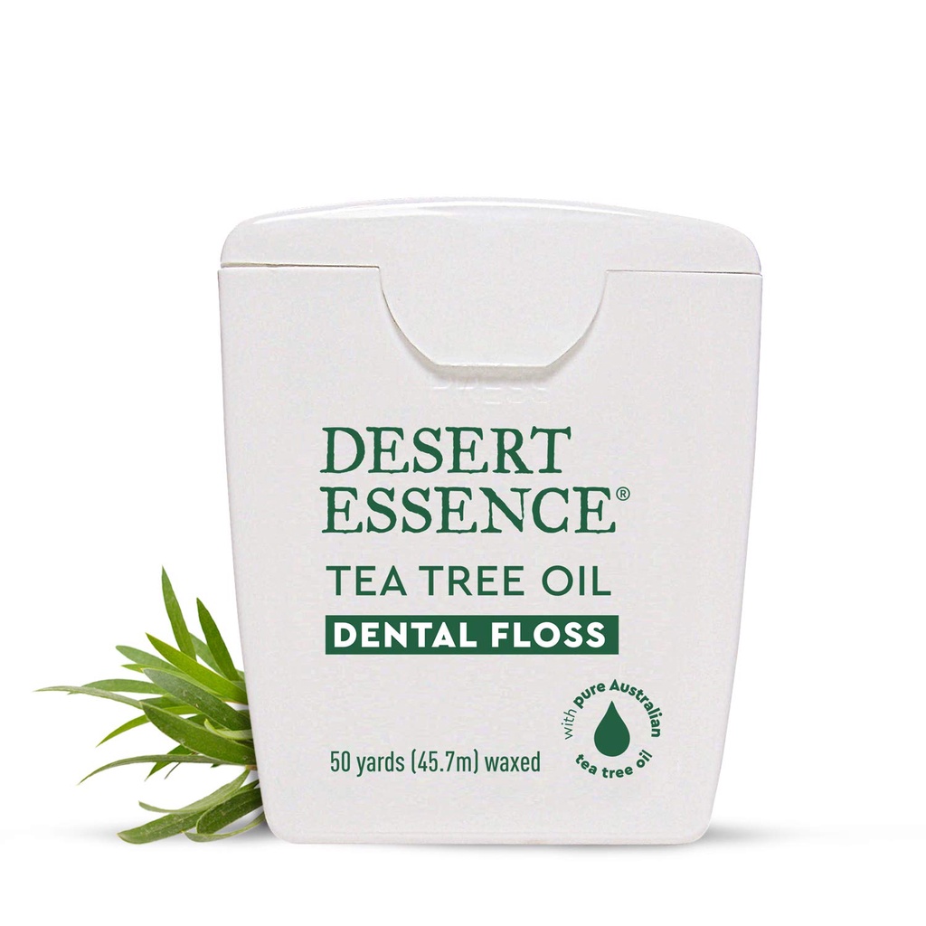 CUỘN 45m CHỈ NHA KHOA PHỦ TINH DẦU TRÀM TRÀ ÚC - SÁP ONG TỰ NHIÊN BẢO VỆ NƯỚU Desert Essence Tea Tree Oil Dental Floss