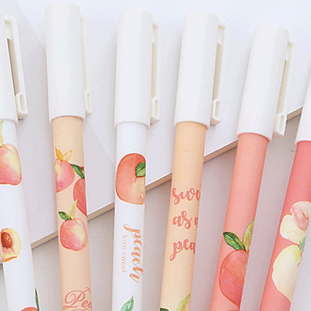 Set 6 Bút Mực Gel Hình Quả Đào Dễ Thương