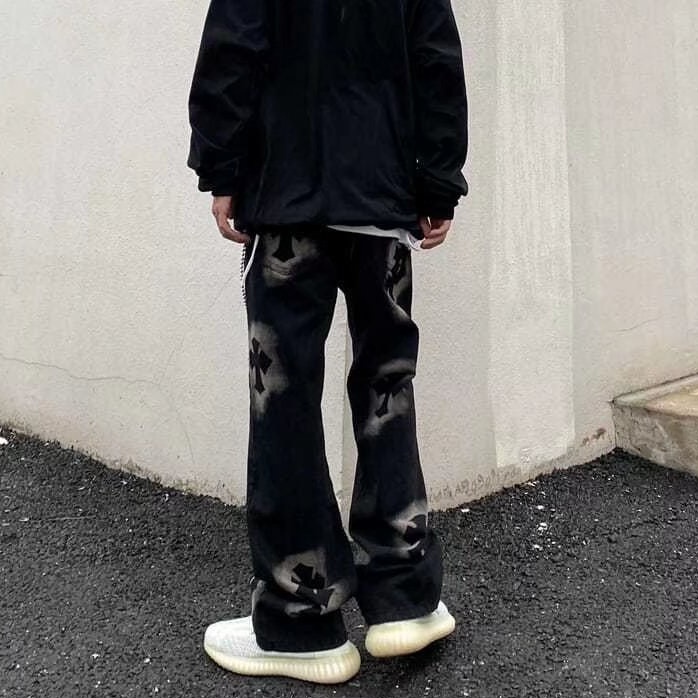 Quần hiphop unisex from rộng quần bò jean nam đen thời trang oversize Quần jean trắng