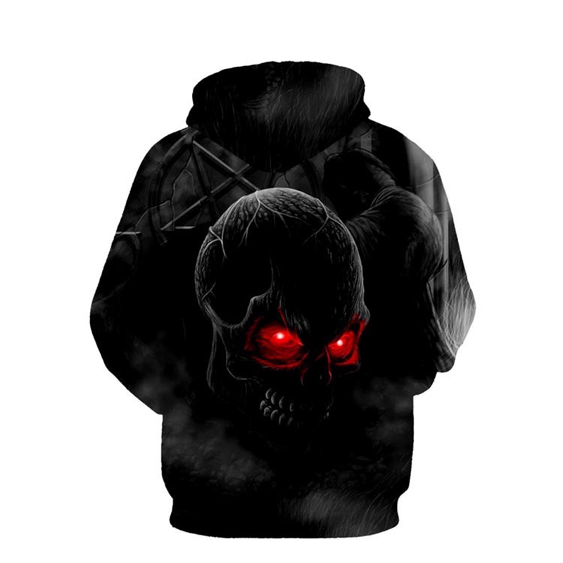 Áo hoodie tay dài có mũ trùm in hình đầu lâu 3D độc đáo cho nam