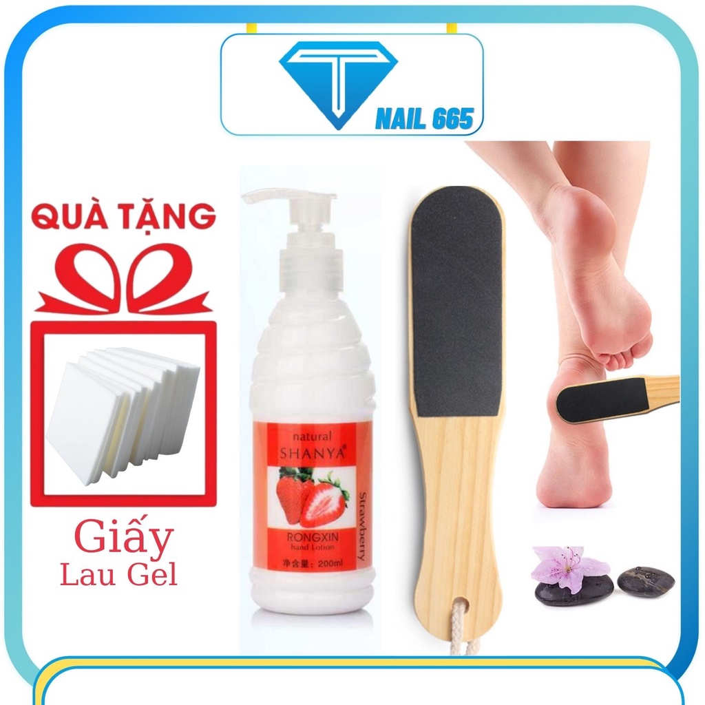 Chà gót chân cán gỗ , Dụng cụ trà gót chân mịn ,  không đau ráp