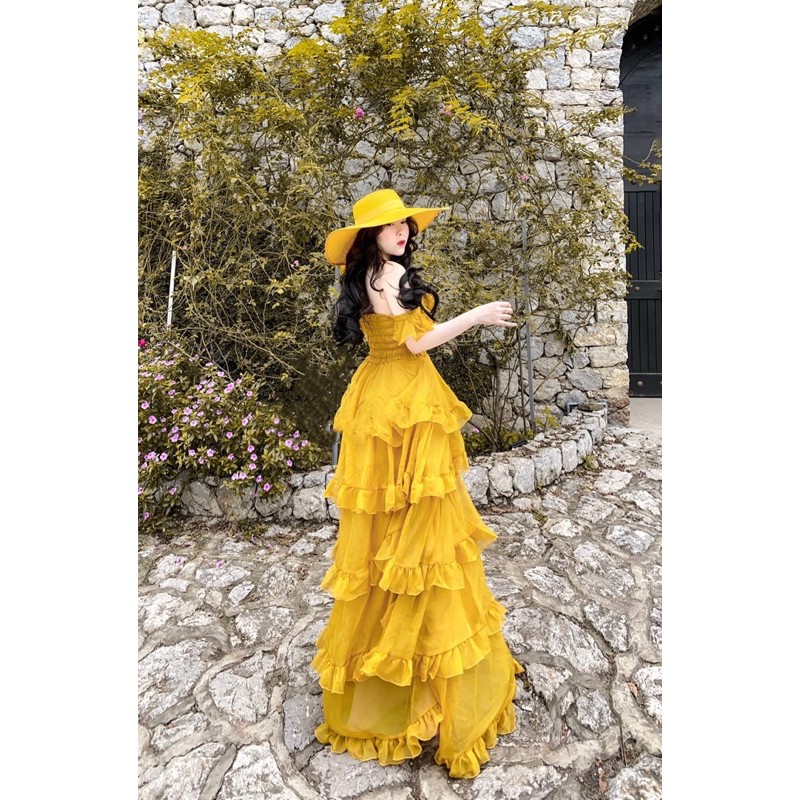 ❤️V239 VÁY ĐẦM MAXI DÀI TRỄ VAI DÁNG XOÈ BỒNG BỀNH | BigBuy360 - bigbuy360.vn