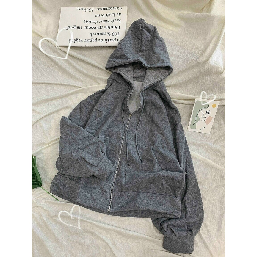 [HCM]ÁO KHOÁC NỮ UNISEX FORM RỘNG CHẤT NỈ NGOẠI MỀM MỊN DÂY KÉO CỰC DUYÊN