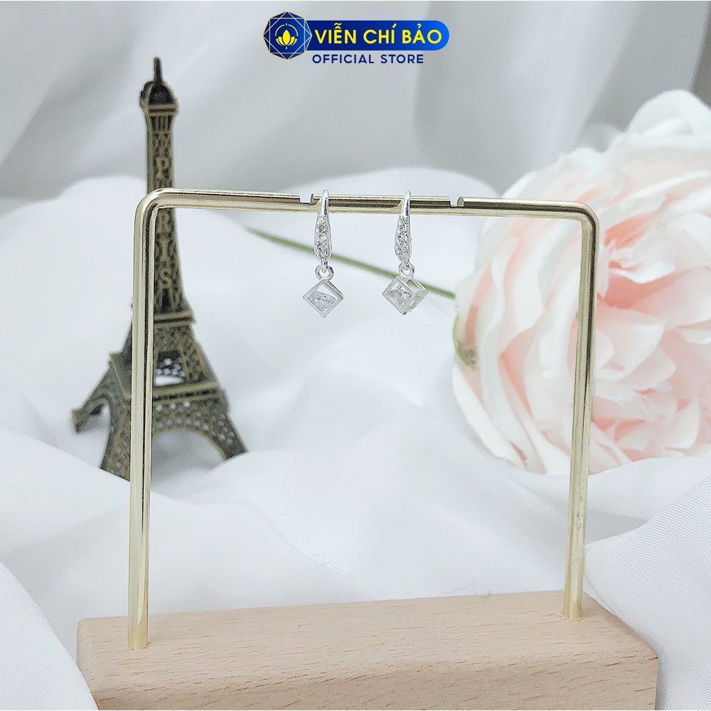 Bông tai bạc nữ đá hình hộp lập phương chất liệu Bạc S925 thời trang phụ kiện trang sức nữ Viễn Chí Bảo B400474