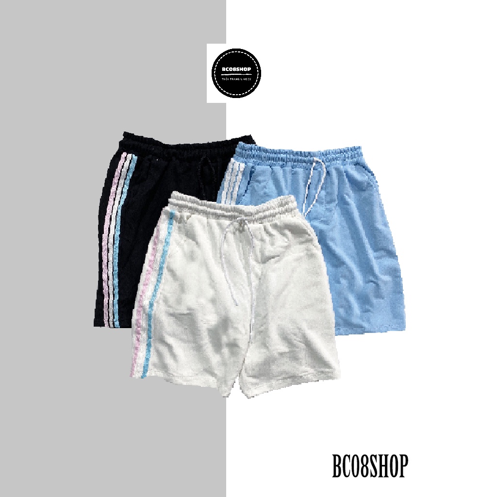 Quần Short Nữ 3 Sọc Thun Unisex Phối Dây Màu Ulzzang BC150
