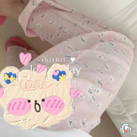 Bộ Đồ Ngủ In Họa Tiết Hoạt Hình Gấu Phong Cách Hàn Quốc Thời Trang Mùa Hè Dễ Thương Cho Nữ
