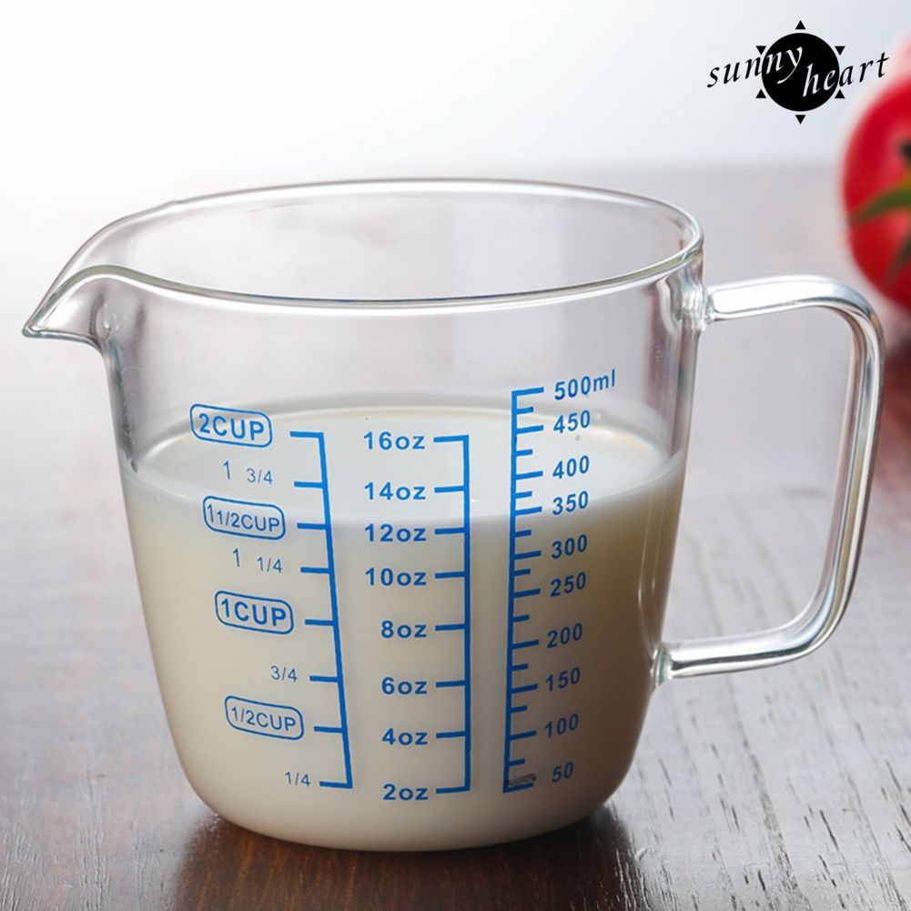 Cốc Đong Thủy Tinh Chịu Nhiệt 250ml/500ml Dùng Cho Lò Vi Sóng
