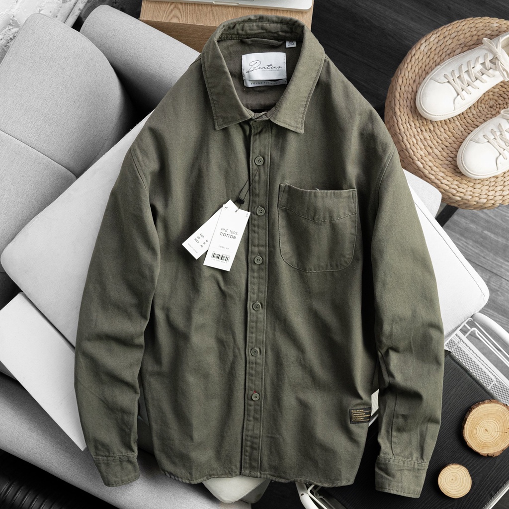 Áo Sơ Mi Denim Chất Vải denim  Xịn, Cổ Button Siêu Cool