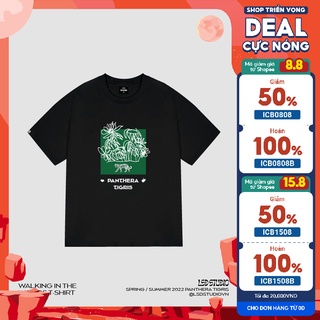Áo thun tay lỡ unisex, Áo phông Local Brand Lsd Studio Tiger Flower màu tráng đen T-shirt form rộng, chất cotton