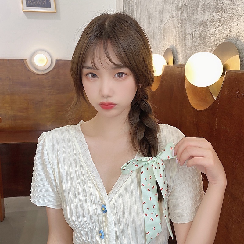 Dây Cột Tóc Cao Su Đính Nơ Vải Đơn Giản Thời Trang