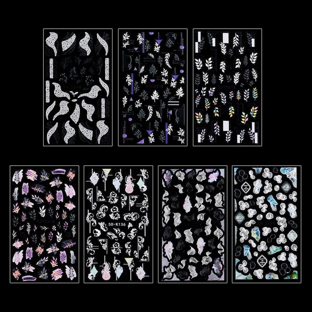 Hình Dán Trang Trí Móng Tay Acrylic Màu Trắng Đen Kiểu Pháp