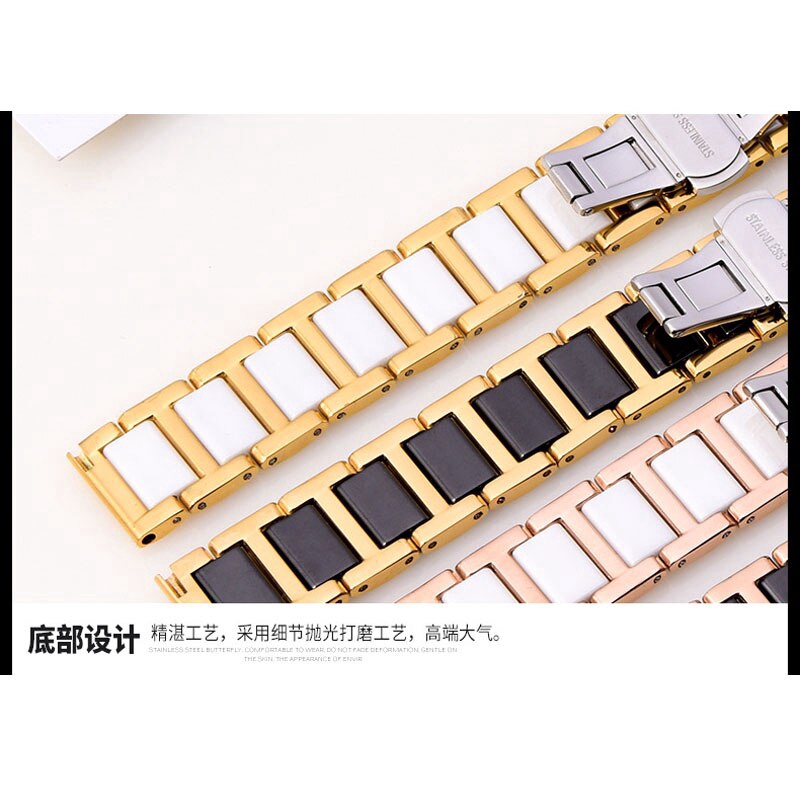 Dây Đeo Đồng Hồ Bằng Sứ Và Thép Không Gỉ Cao Cấp 14mm 16 18mm 20mm 22mm