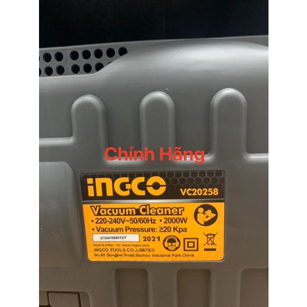 INGCO Máy hút bụi 2000W 2.5L VC20258 (Cam kết Chính Hãng 100%)