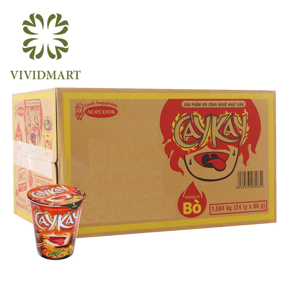 [Toàn quốc] [Thùng 24 ly] MÌ LY CAYKAY 2 VỊ: CAY BÒ, KAY HẢI SẢN – LY 66G – ACECOOK | BigBuy360 - bigbuy360.vn