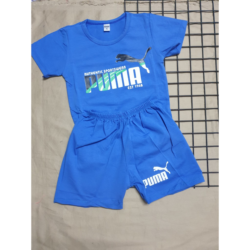 Hậu Bùi Shop quần áo trẻ em Bộ Puma Xanh chất cotton size bé từ bé 8kg đến 15kg
