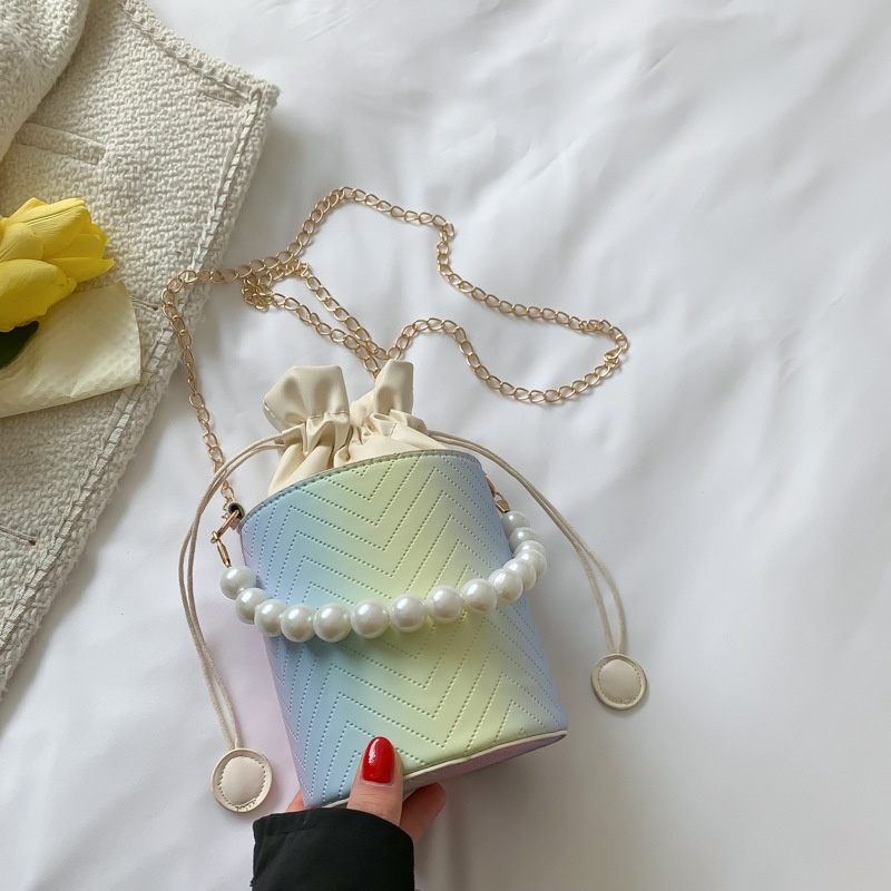 Túi Xách Đeo Vai Phối Dây Xích Đính Ngọc Trai Đơn Giản Xinh Xắn Hợp Thời Trang