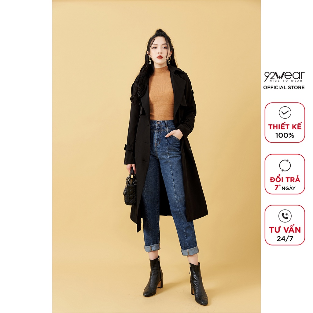 Áo khoác măng tô nữ dáng dài 92WEAR, phong cách Hàn Quốc KOA1737