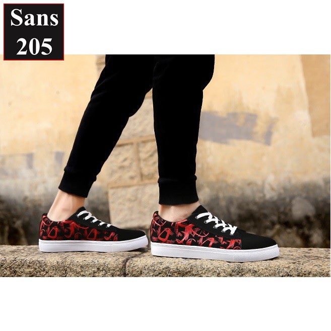 Giày thể thao nam sneaker Sans205 màu đen xanh đỏ