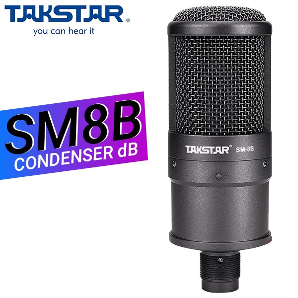 Micro Thu Âm Takstar SM-8B Cao Cấp Chính Hãng, Tặng Nguồn 48V Đầy Đủ Phụ Kiện Dây Giắc Theo Kèm