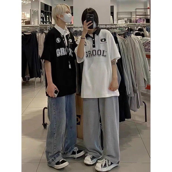 ÁO POLO ULZZANG THỂ THAO NAM NỮ HOẠ TIẾT CHỮ  SIÊU XINH - NĂNG ĐỘNG