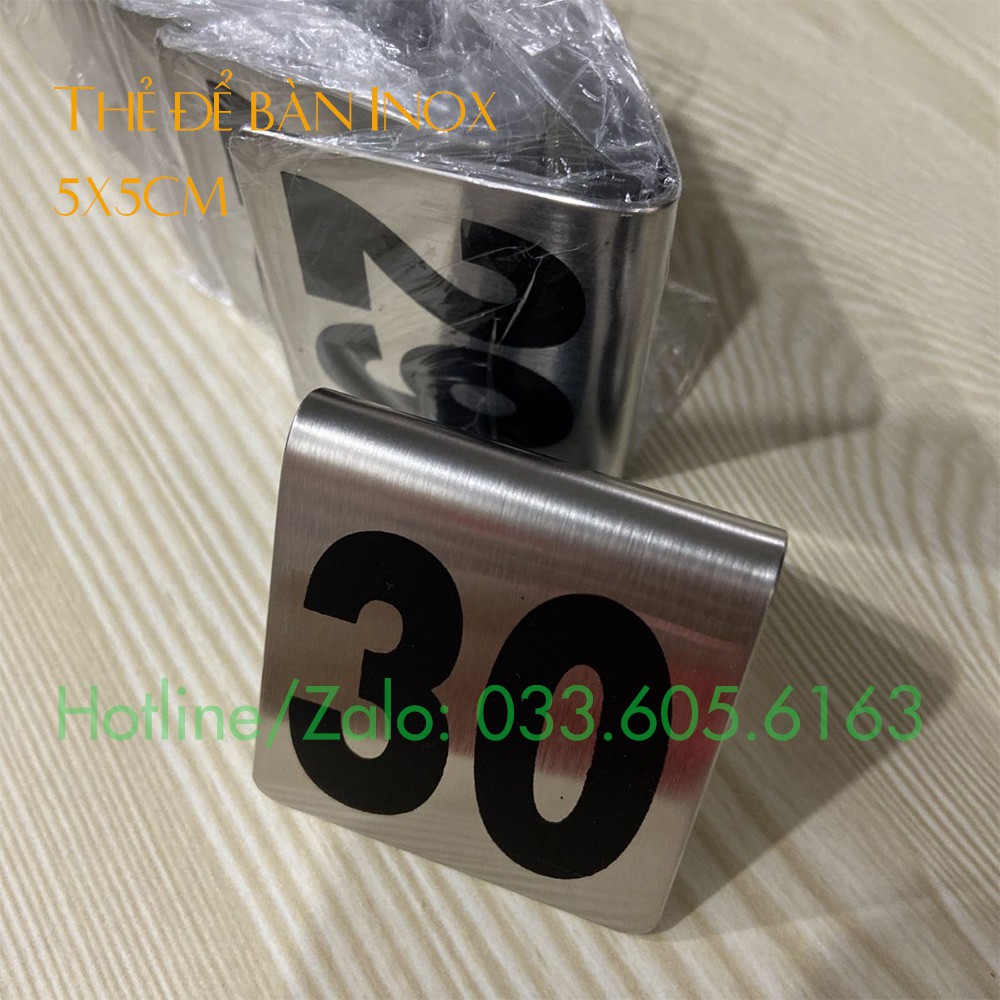 Bộ 10/20/30/40/50 Thẻ để bàn Inox 304 kích thước 5x5cm giá sỉ