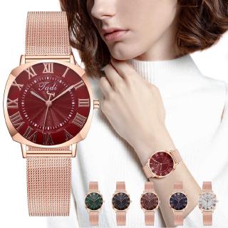 Đồng Hồ Nữ Dây Thép Không Gỉ Màu Vàng Hồng Thanh Lịch