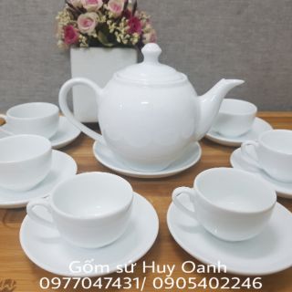 Bộ ấm chén Bát tràng dáng Minh Long số 3 chén có quai