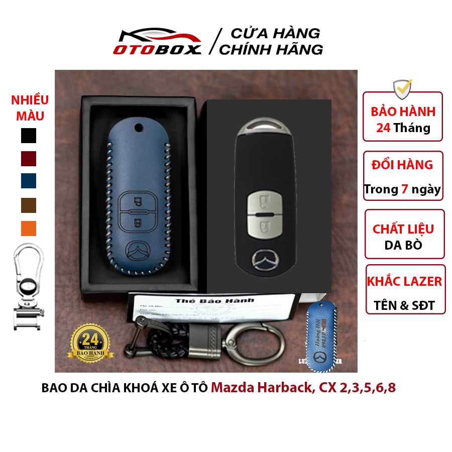 Bao da chìa khoá ô tô mazda 2, mazda 3, hatchbach, cx5 chìa 2 nút, bọc bảo vệ chìa khoá smartkey oto cao cấp chống xước