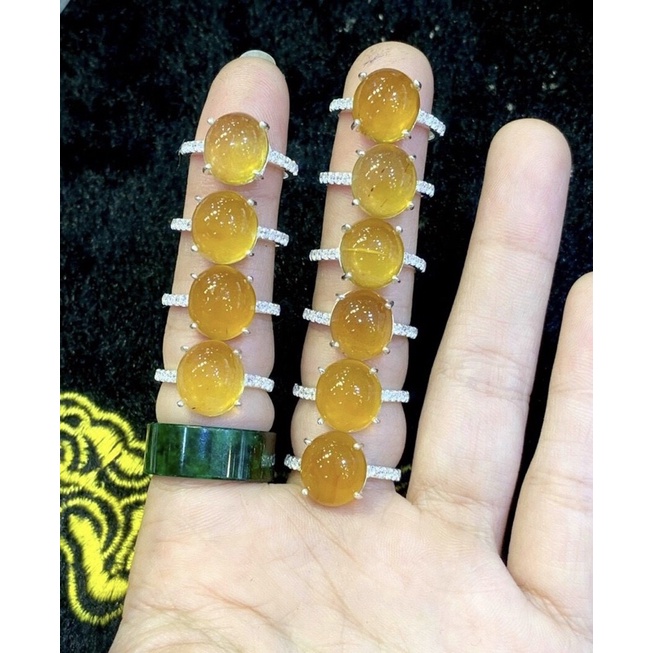 Nhẫn bạc mặt đá phong thủy hình oval