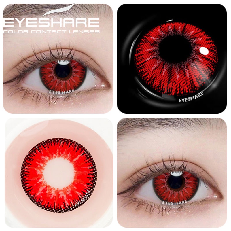 Bộ 2 Kính Áp Tròng Mắt Xanh Đính Đá Hóa Trang Nhân Vật Anime