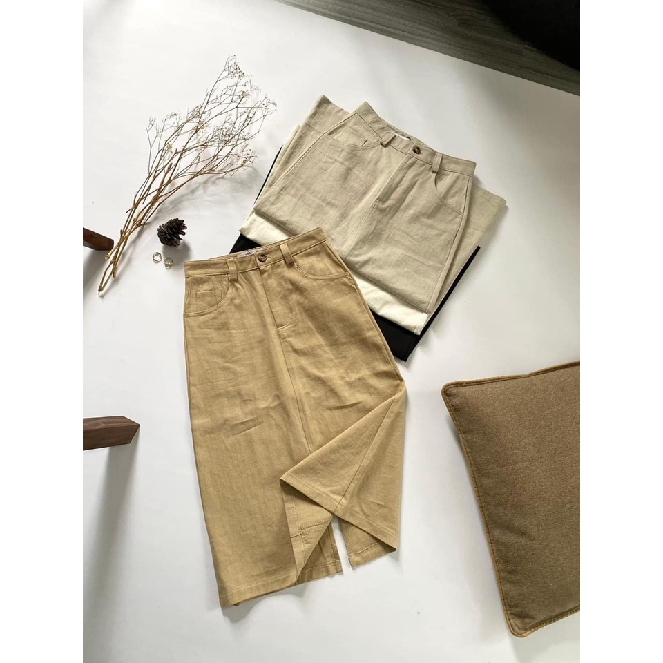 Chân váy dài  chất kaki xẻ tà dưới  chân váy công sở đẹp CHIBEST TVB011 | BigBuy360 - bigbuy360.vn