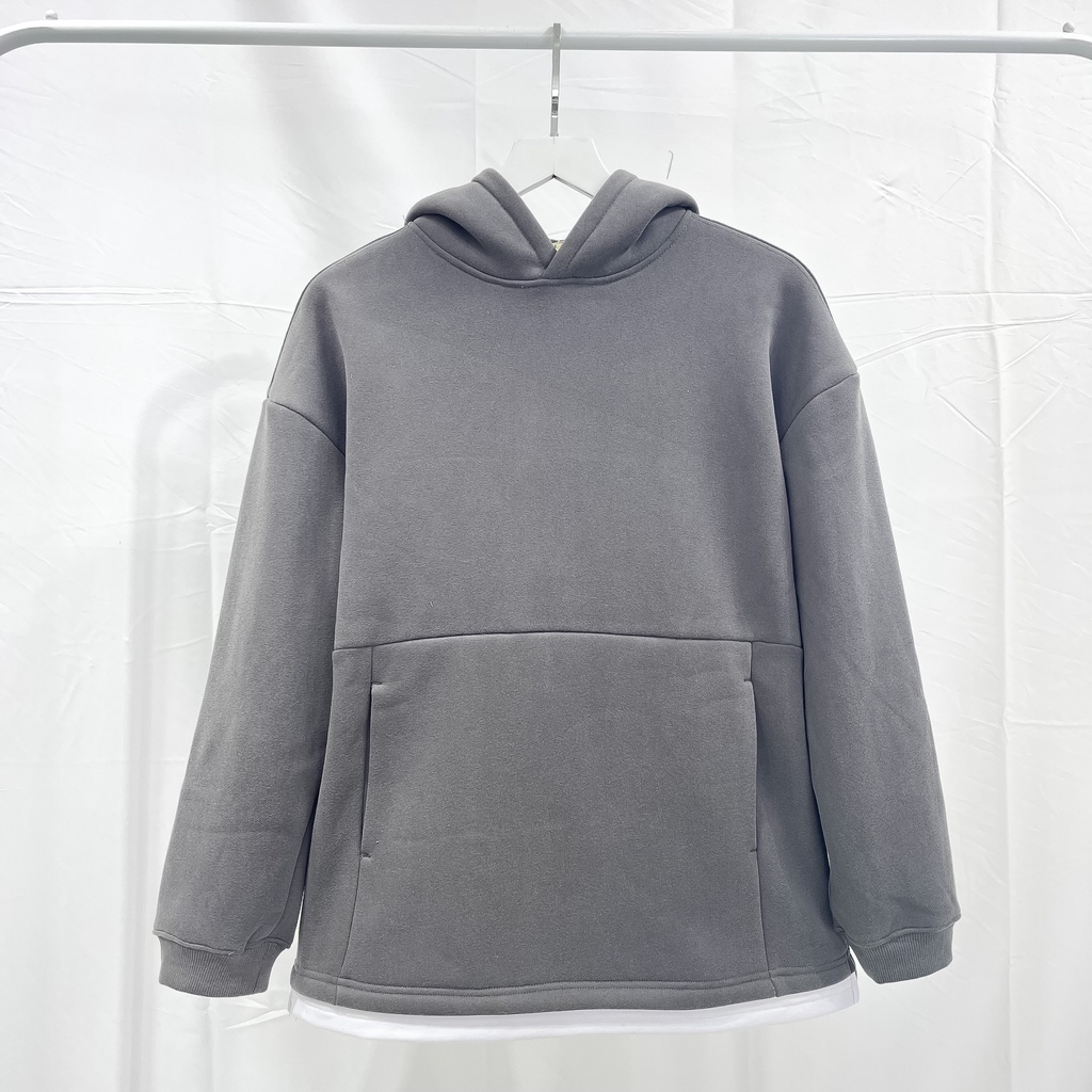 Áo Hoodie basic nỉ bông trơn unisex, áo khoác nỉ trơn nam nữ form rộng