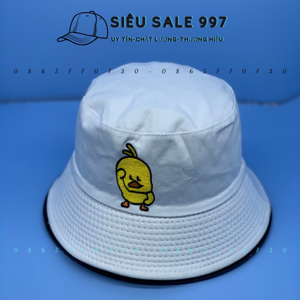 MŨ BUCKET ĐỘI 2 MẶT THÊU CHÚ VỊT SIÊU DỂ THƯƠNG UNISEX THỜI TRANG NAM NỮ